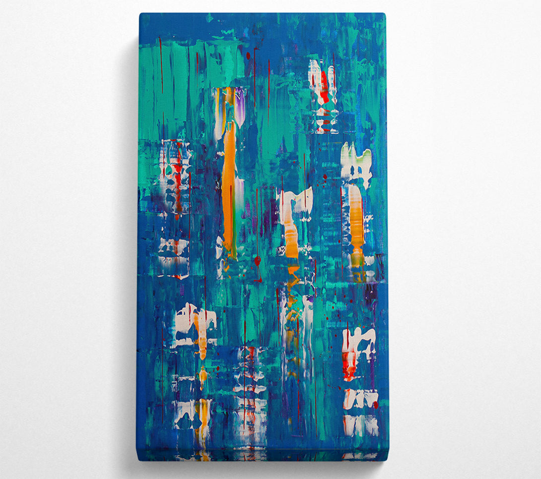  A Canvas Print of Azure Abstract Drips Canvas Art
