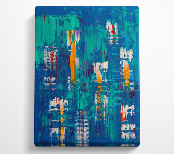  A Canvas Print of Azure Abstract Drips Canvas Art