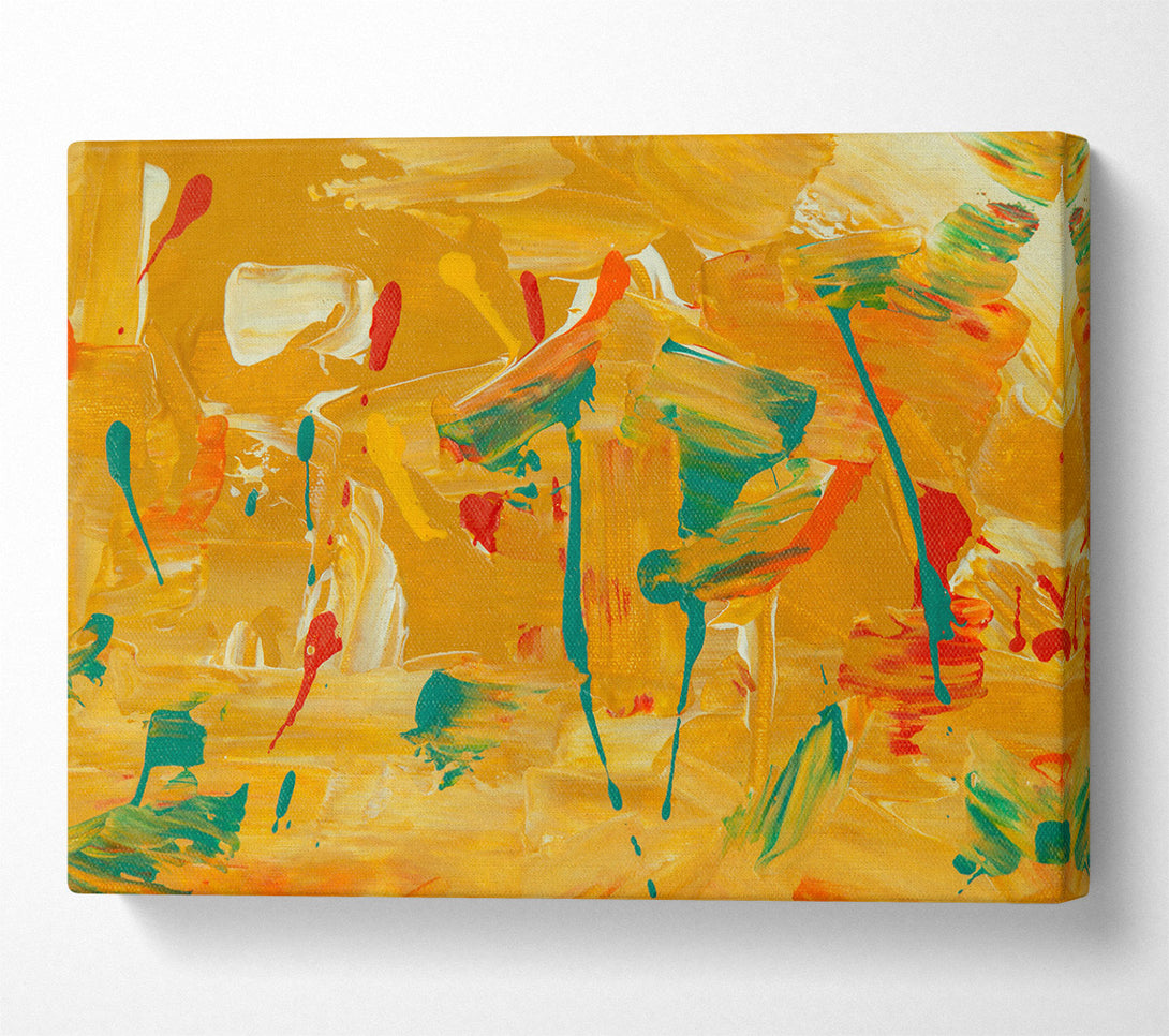  A Canvas Print of Golden Abstract Drips Canvas Wall Art