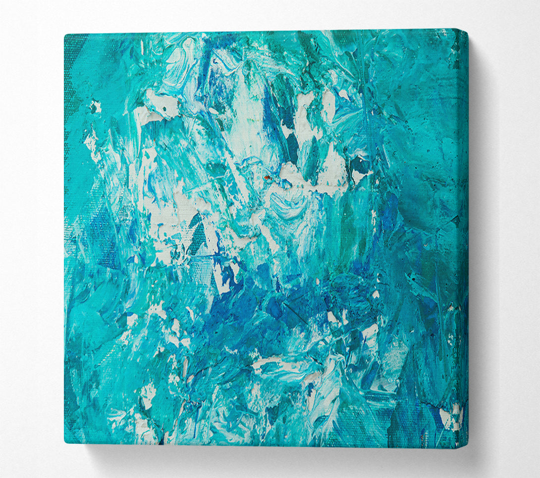  A Canvas Print of Turquoise Abstract Expressionism. Canvas Wall Art