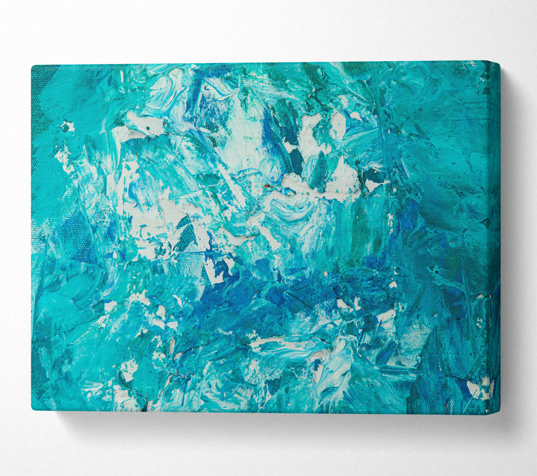  A Canvas Print of Turquoise Abstract Expressionism. Canvas Wall Art