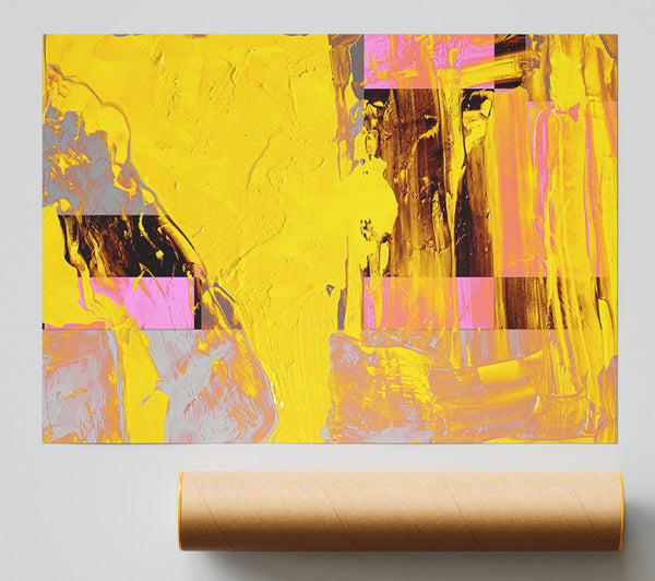 Golden Hues And Pink Strokes Print