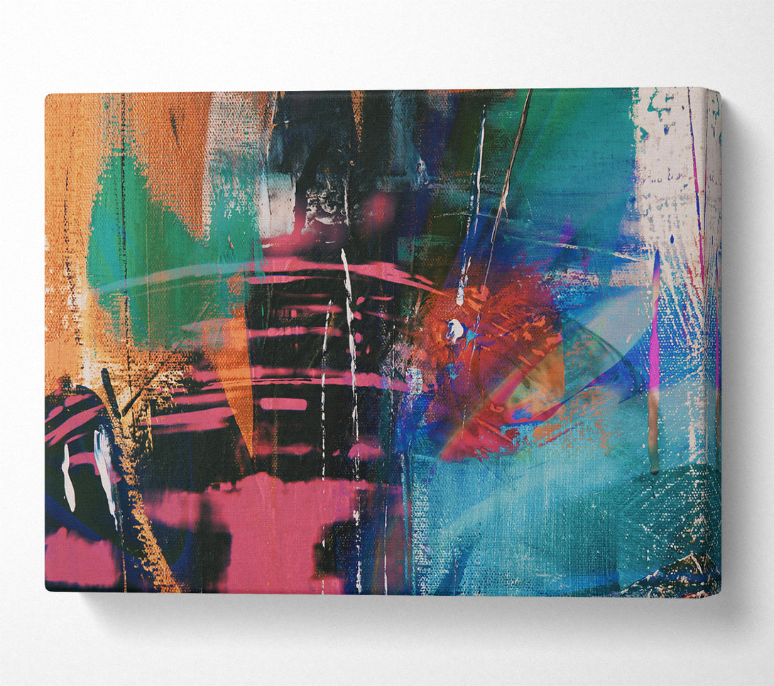  A Canvas Print of Teal Abstract Strokes Canvas Wall Art