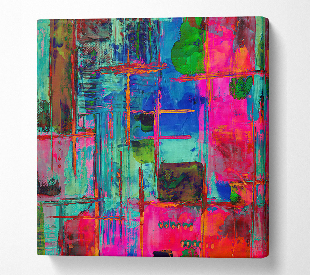  A Canvas Print of Fuchsia Grid Lines Canvas Print