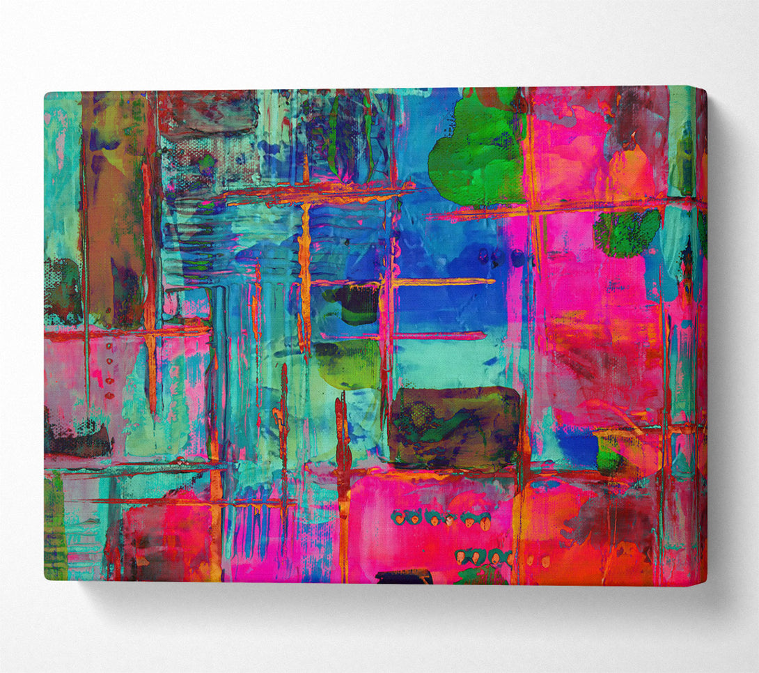  A Canvas Print of Fuchsia Grid Lines Canvas Print