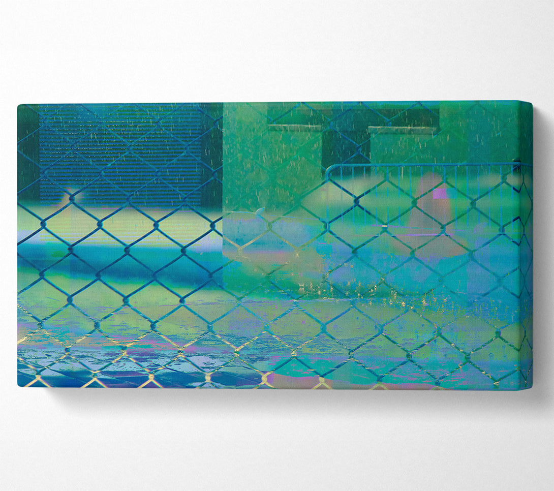  A Canvas Print of Cyan Chain Link Rain Canvas Print