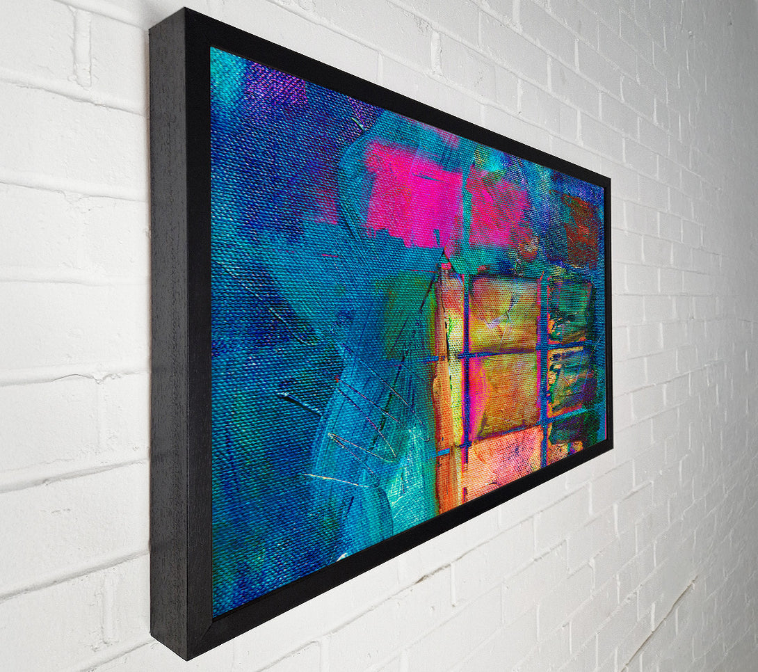  A Canvas Print of Teal Grid Abstractions Canvas Wall Art