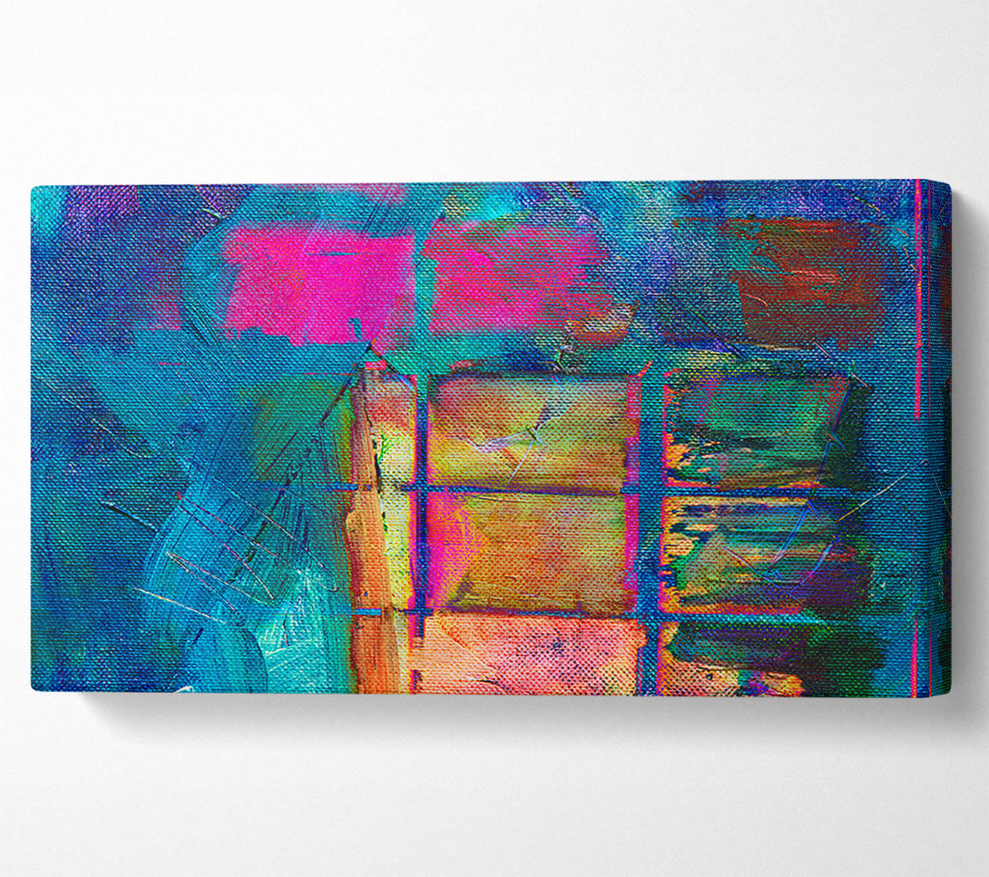  A Canvas Print of Teal Grid Abstractions Canvas Wall Art