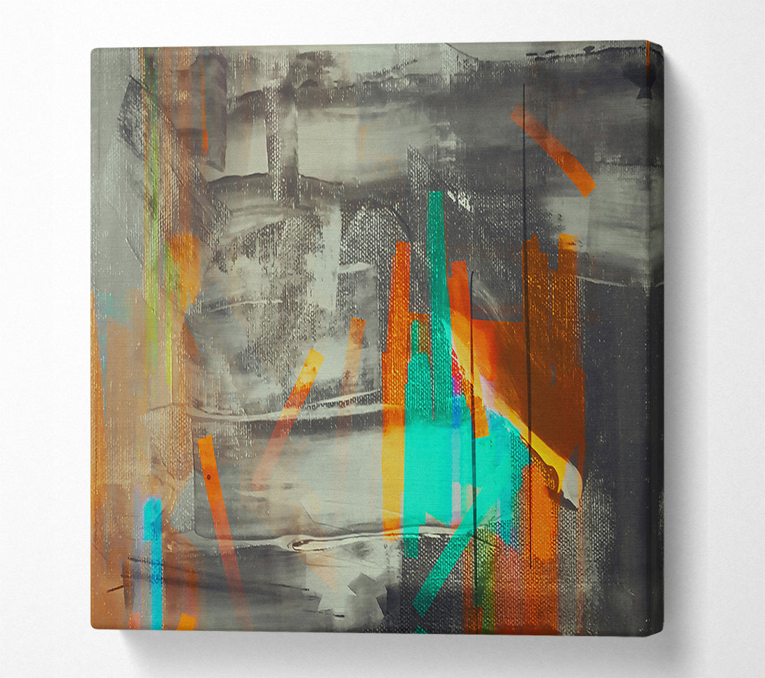  A Canvas Print of Gray & Teal Abstract Canvas Print