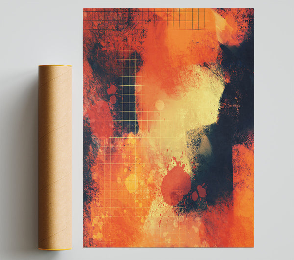 Crimson Grid Splashes Giclee Print