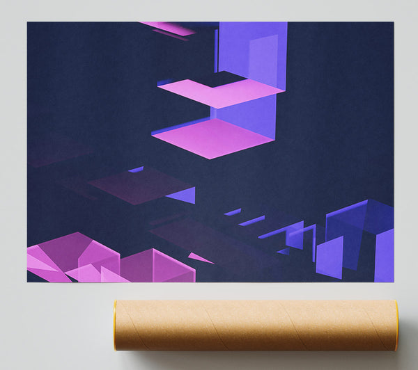 Pink And Blue Geometry Poster