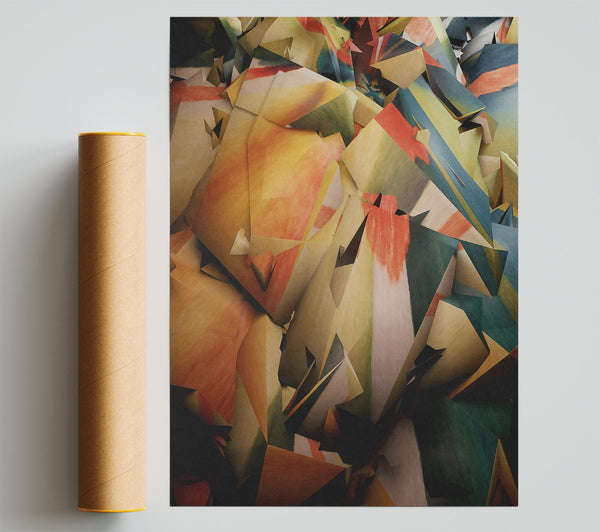 Golden Fractured Landscape Print