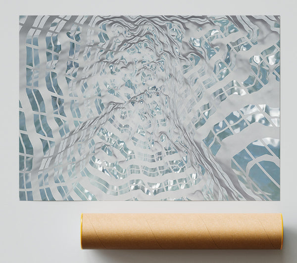 Silver Grid Distortion Poster