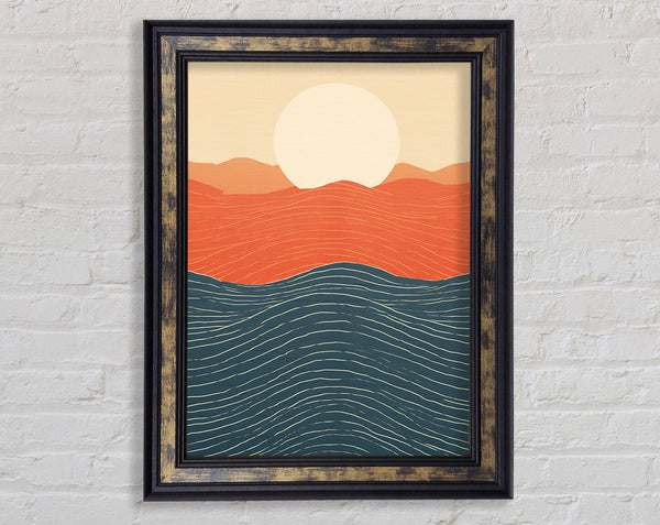Sun On The Lines Of Mountains Framed Print
