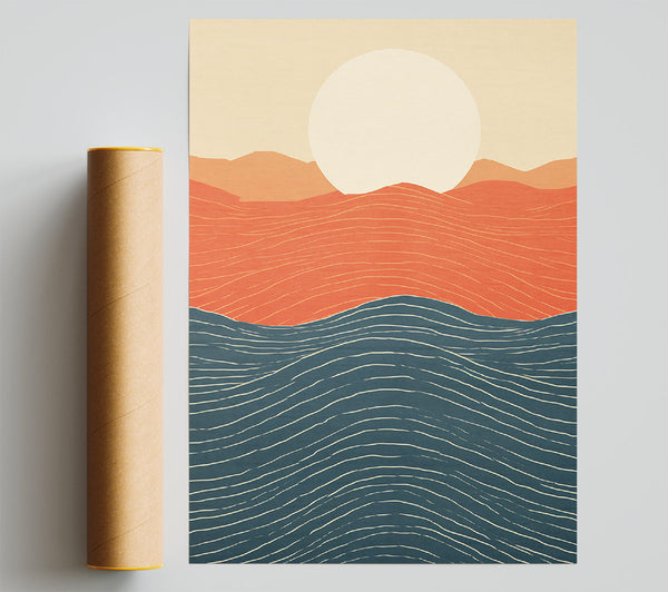 Sun On The Lines Of Mountains Print