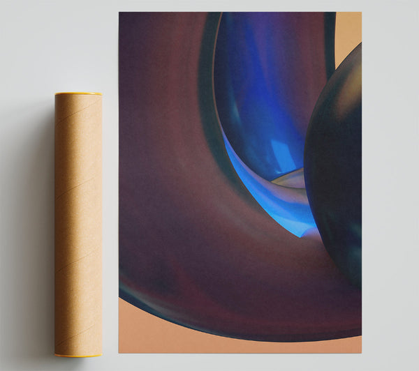 Indigo Abstract Forms Poster