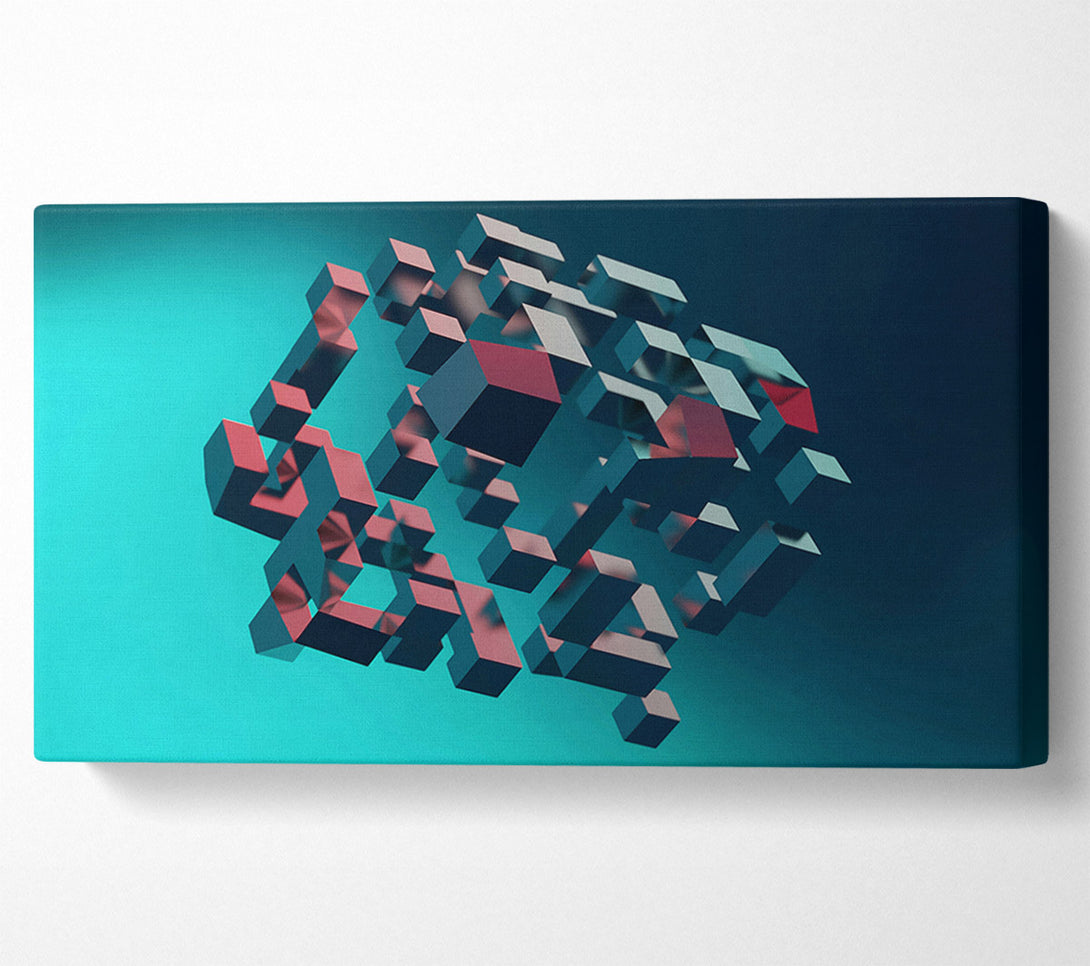  A Canvas Print of Teal Block Collapse Canvas Print