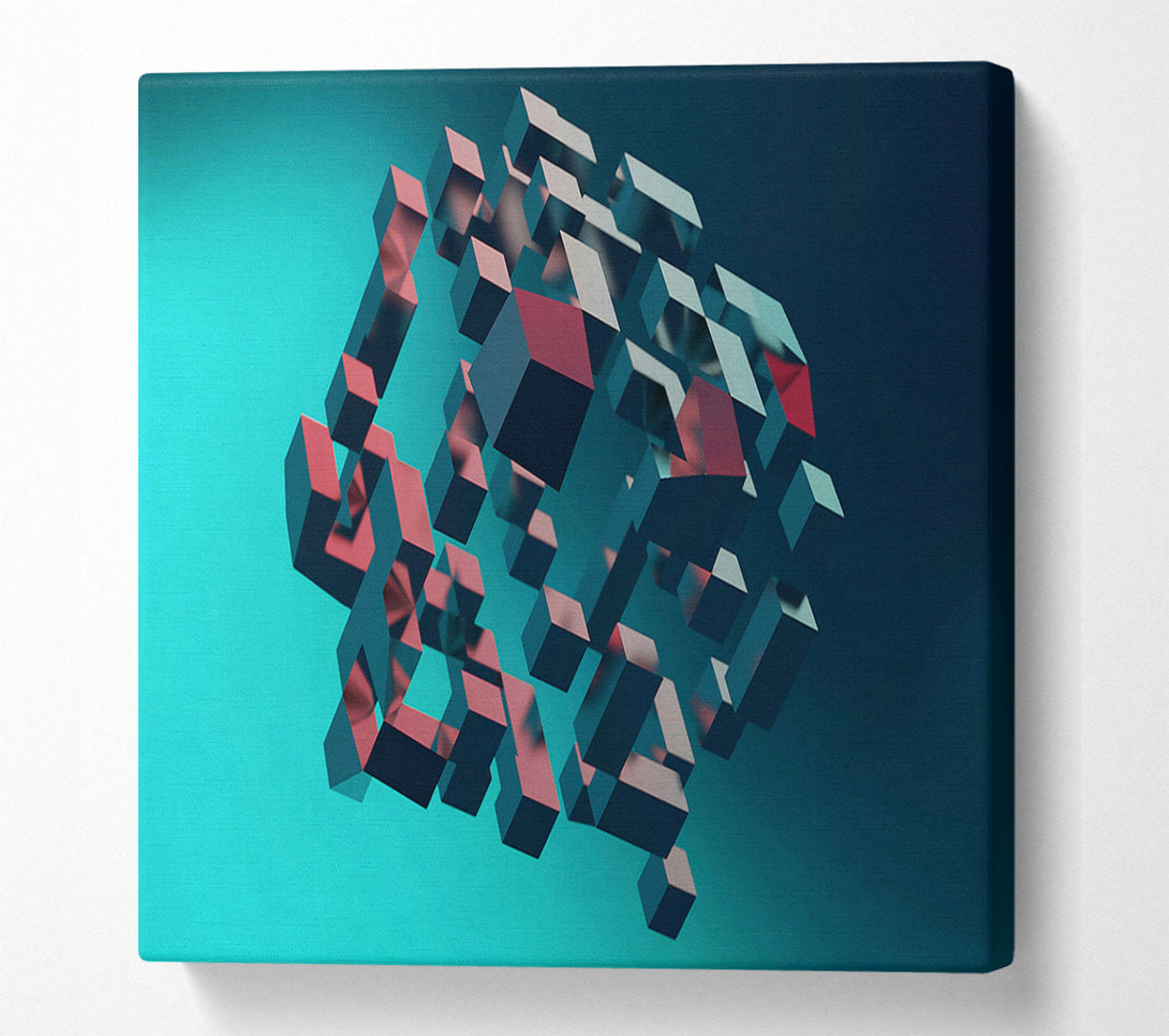  A Canvas Print of Teal Block Collapse Canvas Print