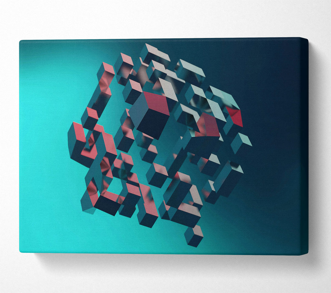  A Canvas Print of Teal Block Collapse Canvas Print