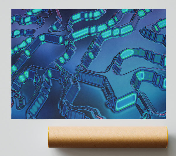 Azure Liquid Flow Giclee Print