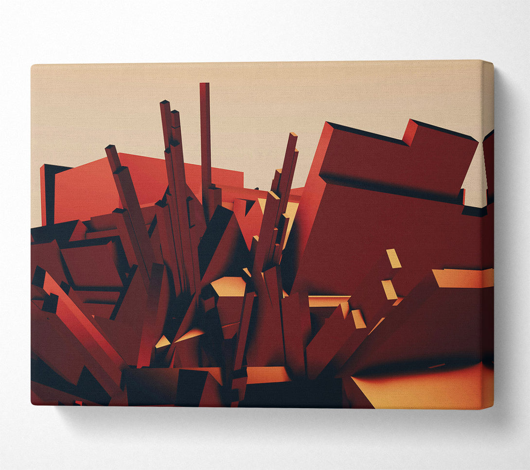  A Canvas Print of Crimson Geometric Abstract Canvas Wall Art