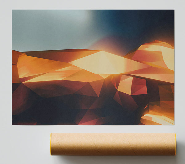Golden Polygonal Horizon Print