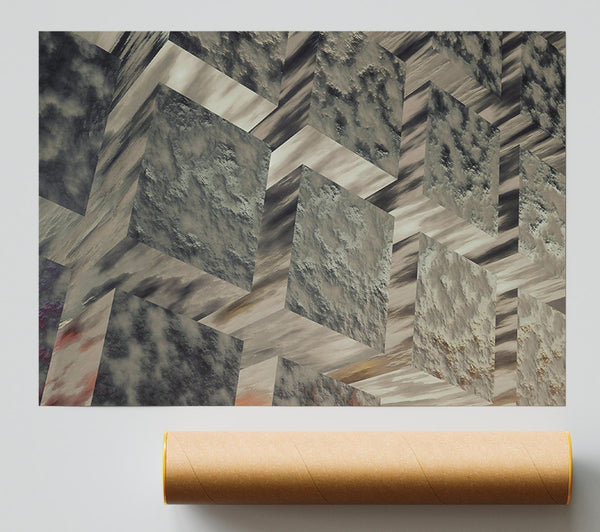 Grey Cubic Horizon Print