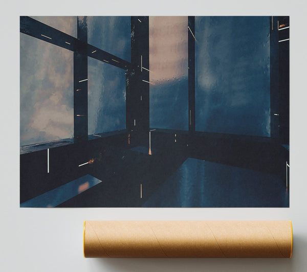 Azure Rain Reflections Poster