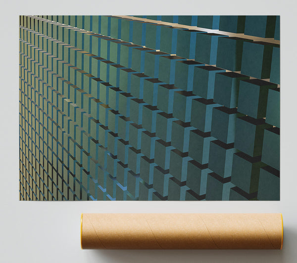 Teal Cube Array Print