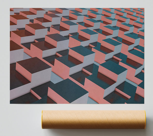 Coral Geometric Pattern Giclee Print