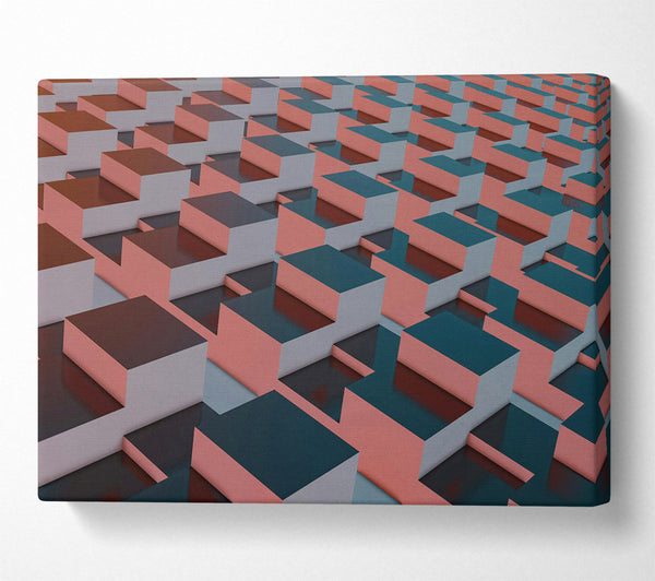  A Canvas Print of Coral Geometric Pattern Canvas Wall Art