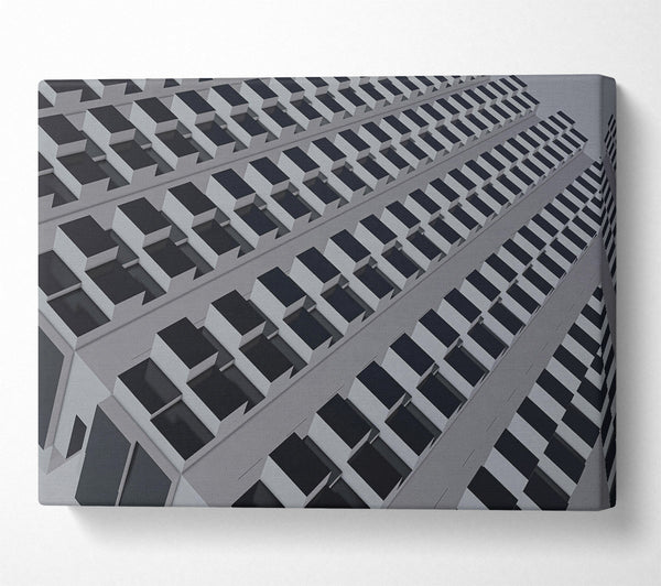  A Canvas Print of Grey Geometric Facade Canvas Wall Art