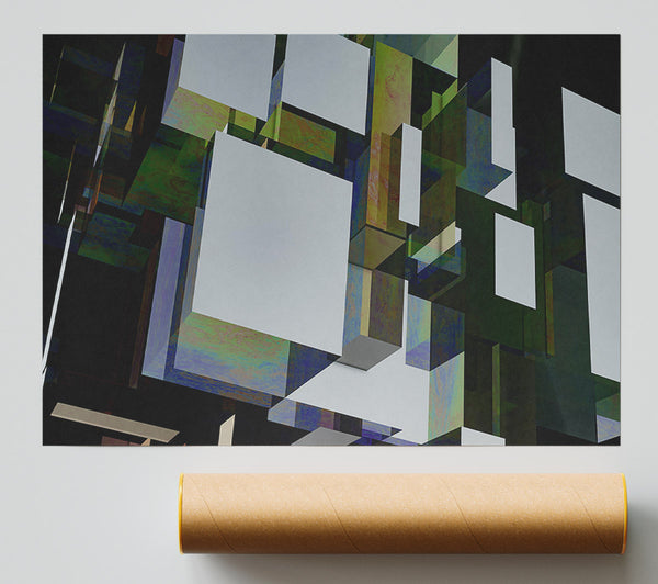 Green Glass Cubes Poster