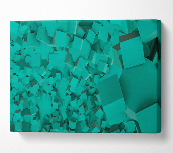  A Canvas Print of Teal Cube Cascade Canvas Wall Art