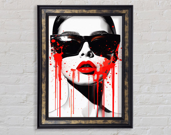 Sunglasses Fashion Red Splash Framed Print