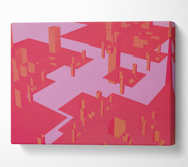  A Canvas Print of Crimson Geometric Dreamscape Canvas Wall Art