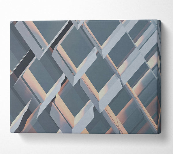  A Canvas Print of Azure Geometric Interplay Canvas Wall Art