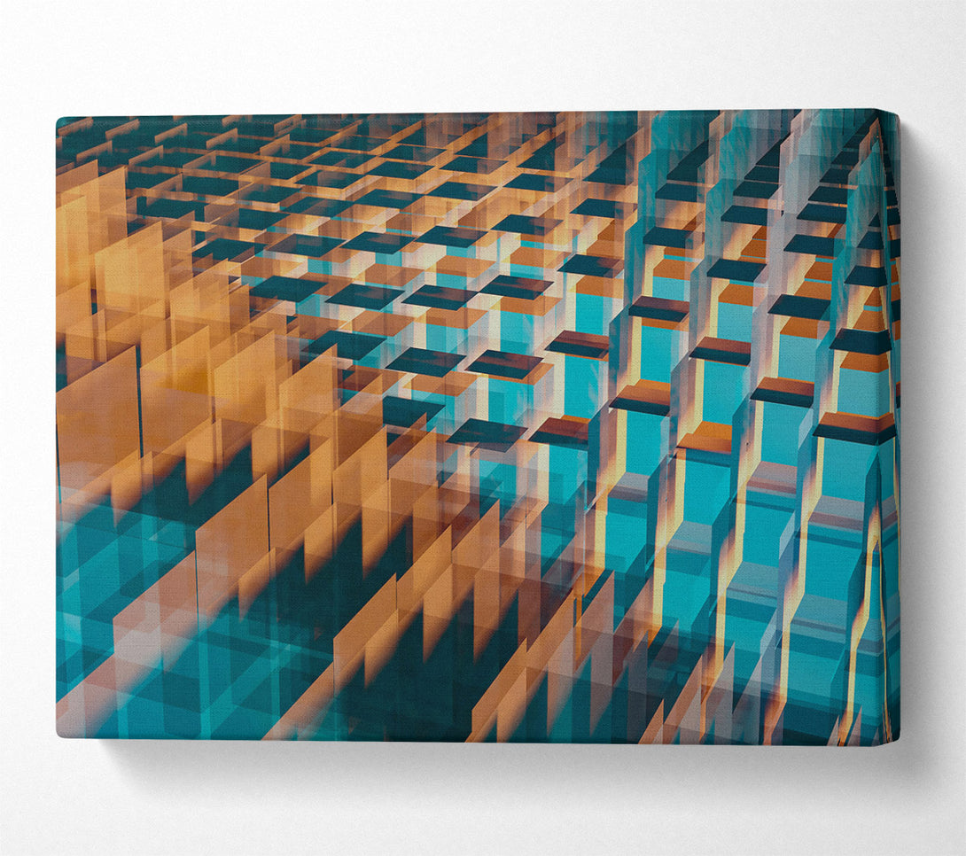 A Canvas Print of Teal Glass Reflections Canvas Wall Art