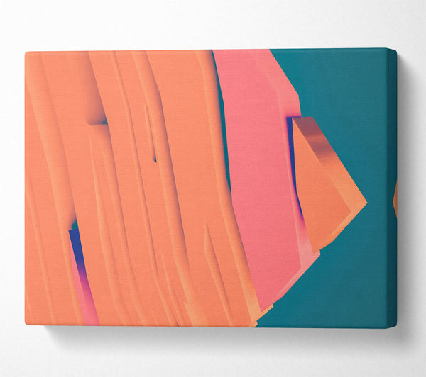 A Canvas Print of Coral Geometric Abstract Canvas Wall Art