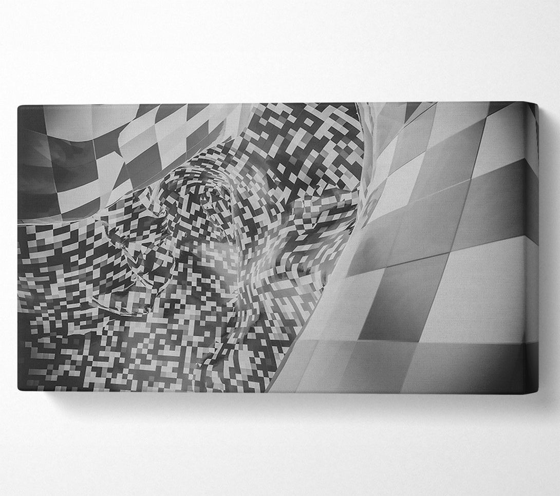  A Canvas Print of Gray Pixelated Distortion. Canvas Art