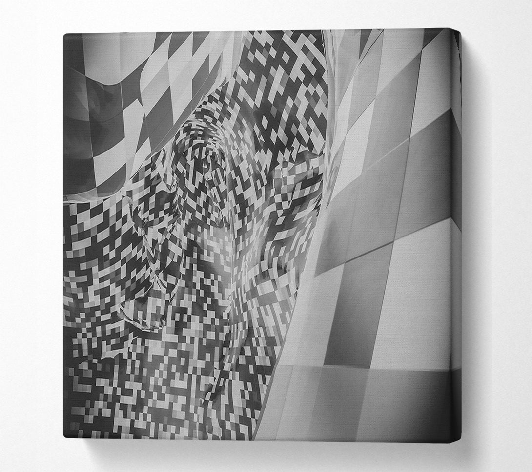  A Canvas Print of Gray Pixelated Distortion. Canvas Art
