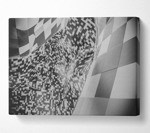  A Canvas Print of Gray Pixelated Distortion. Canvas Art