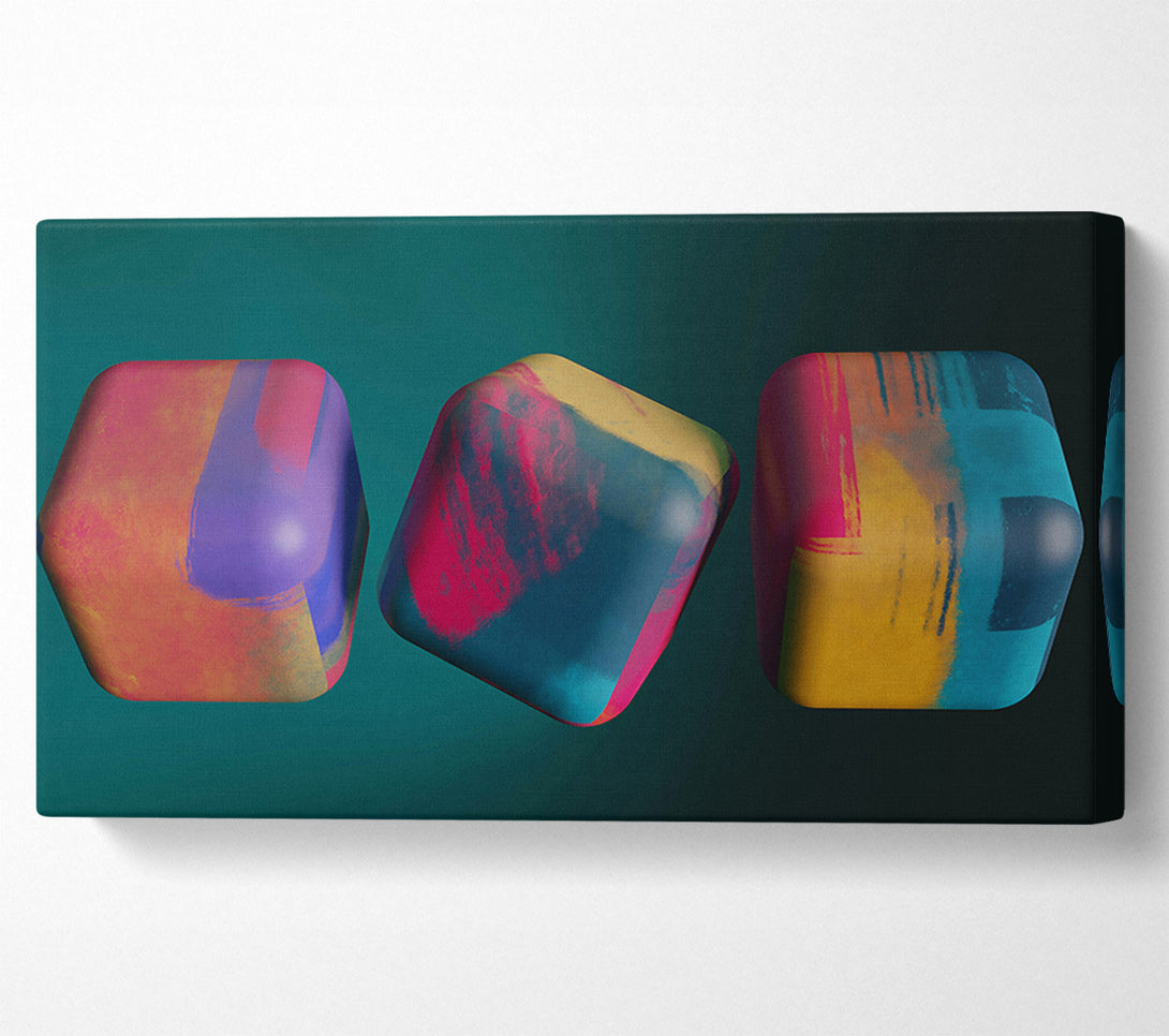 A Canvas Print of Teal Abstract Cubes Canvas Print