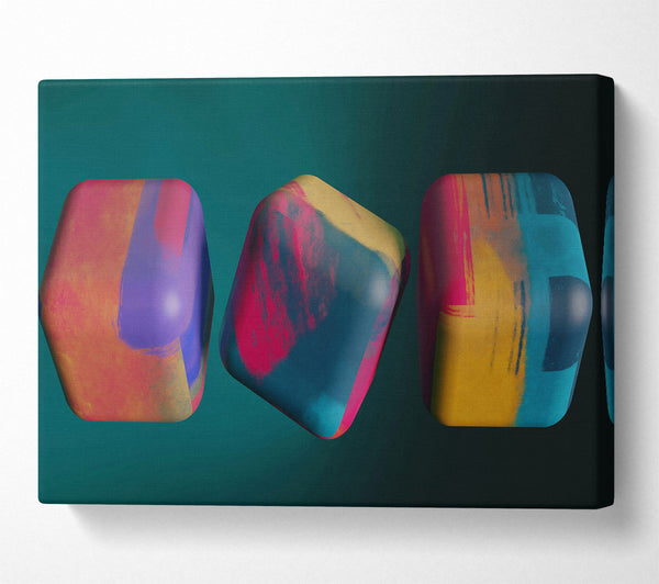  A Canvas Print of Teal Abstract Cubes Canvas Print