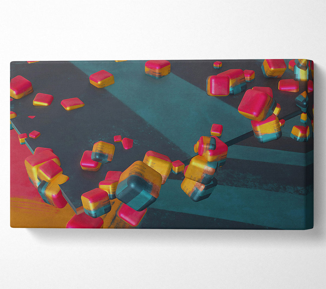  A Canvas Print of Teal Geometric Abstractions Canvas Wall Art