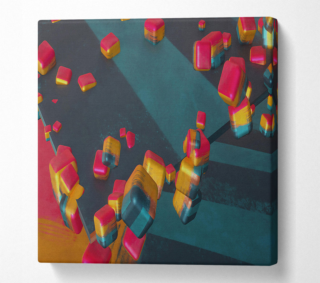  A Canvas Print of Teal Geometric Abstractions Canvas Wall Art