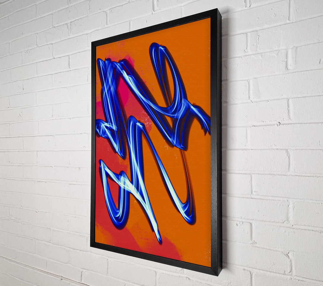  A Canvas Print of Blue On Orange Swirls Canvas Art