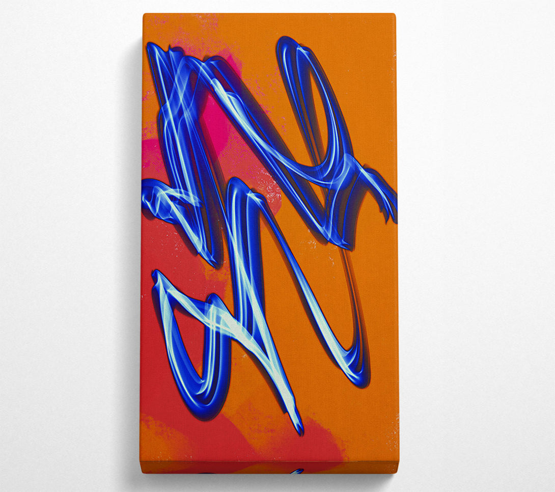  A Canvas Print of Blue On Orange Swirls Canvas Art