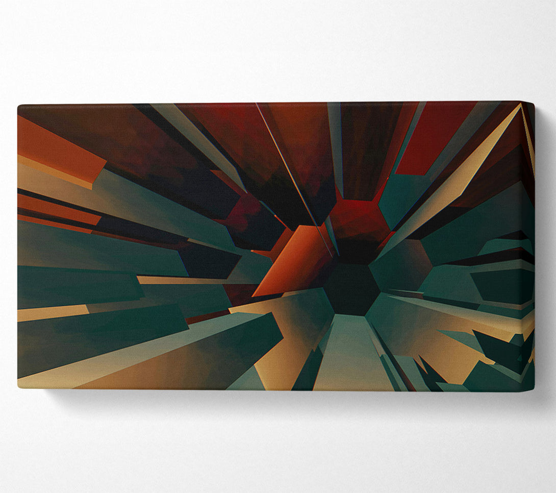  A Canvas Print of Teal Geometric Ascent Canvas Wall Art