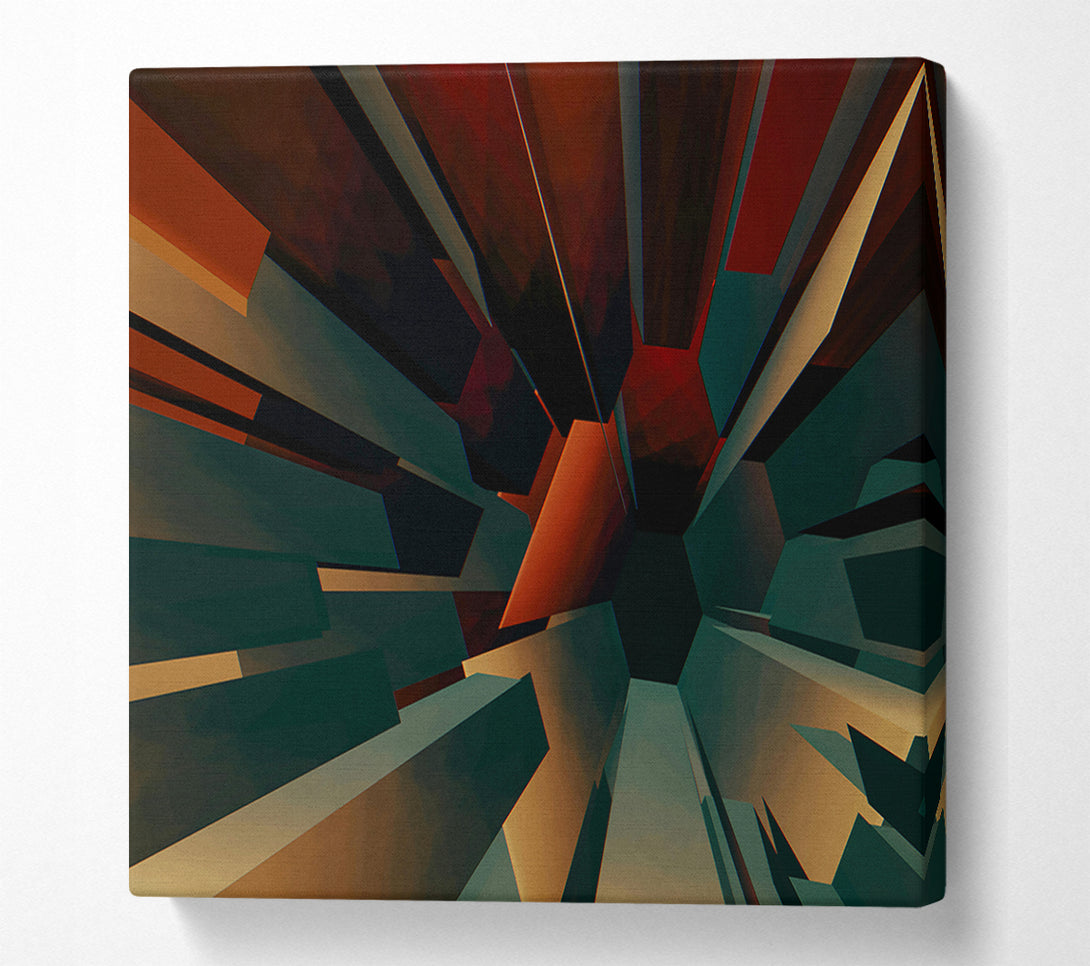  A Canvas Print of Teal Geometric Ascent Canvas Wall Art